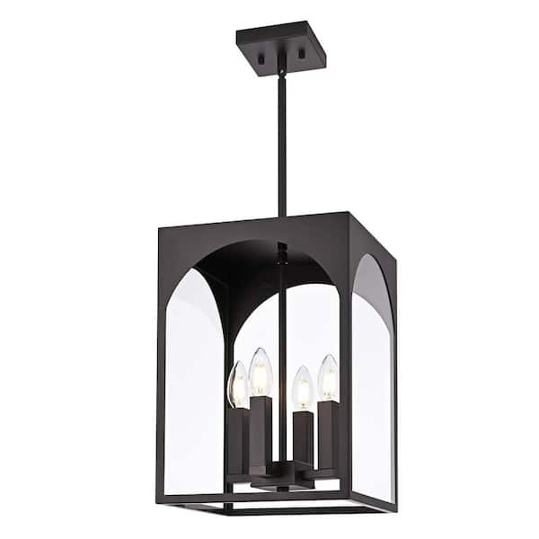 Large Outdoor Pendant Light Fixtures 4-Light Hanging Lantern Adjustable Farmhouse Mount for Entrance Patio