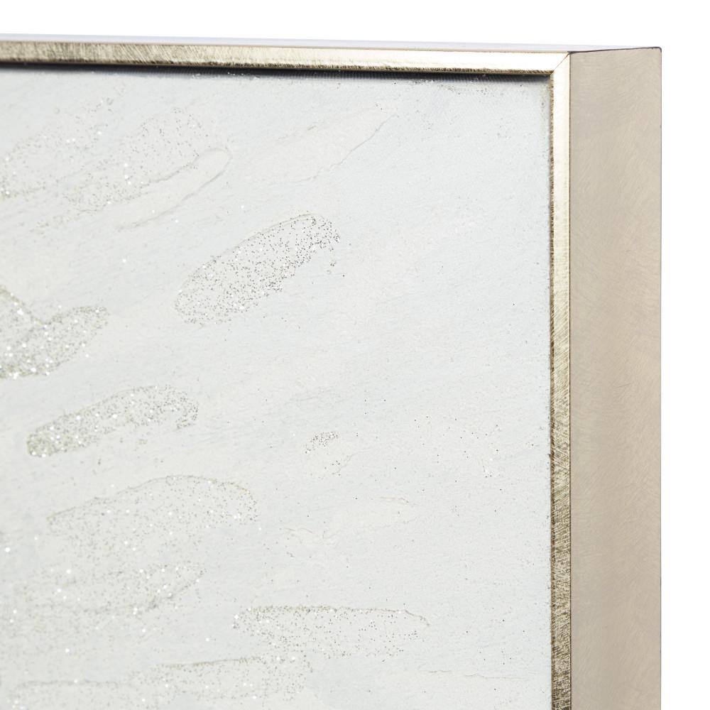 Large White and Silver Abstract Canvas Framed Wall Art