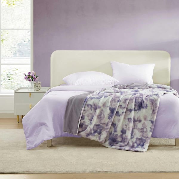 Sunset Tie Dye 1-Piece Dusk Purple Faux Rabbit Fur 50 in. x 70 in. Throw Blanket