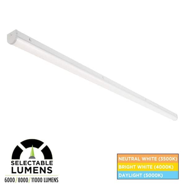 1-Pack 8 ft. Commercial Integrated LED White Strip Light Fixture 120-277V 6000/8000/11000 Lumens 3500K 4000K 5000K