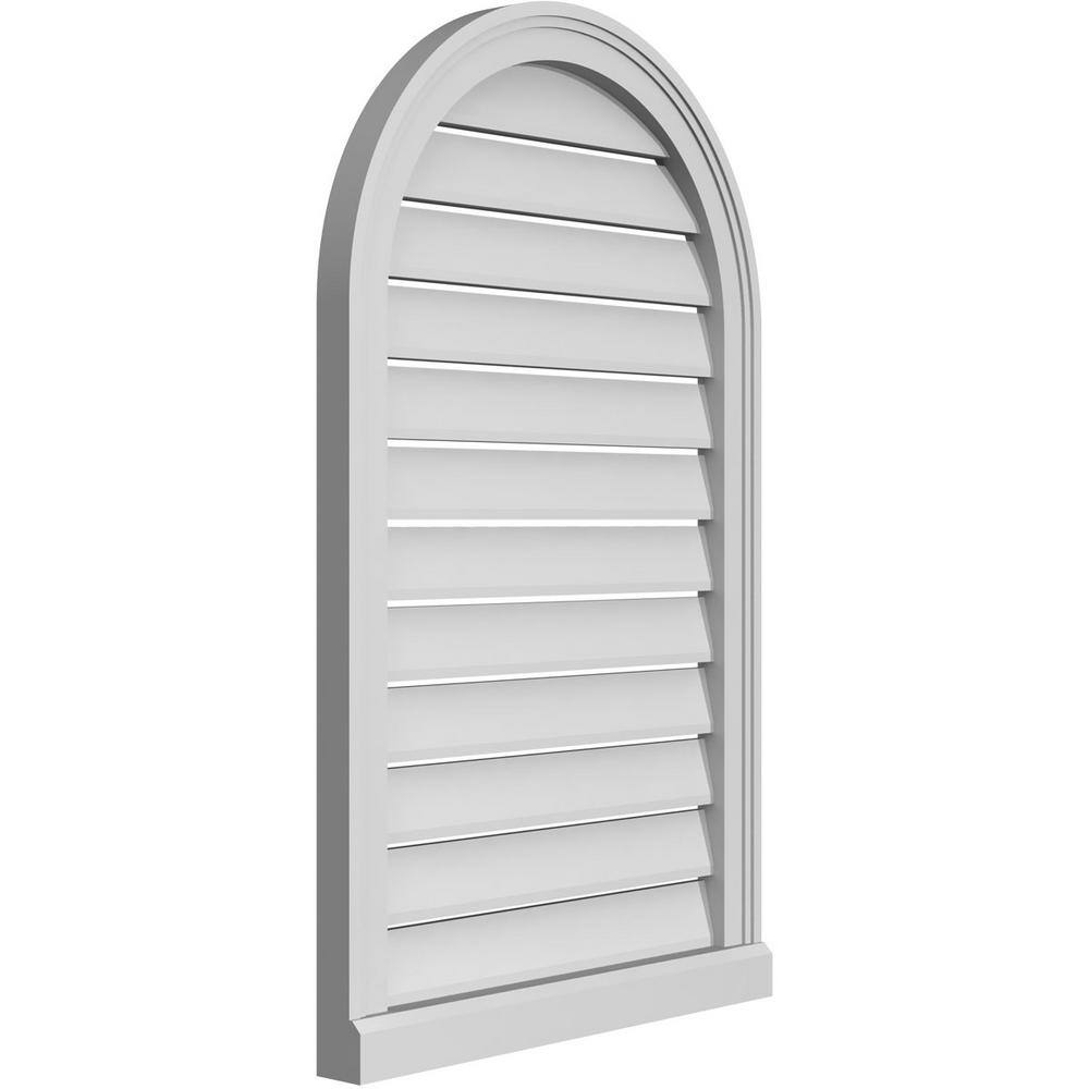 22"W x 36"H White PVC Round Top Gable Vent with Brickmould Sill