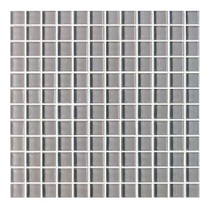 Modern Design Styles Pebble Gray Square Mosaic 1 in. x 1 in. Glossy Wall Floor and Pool Tile (11 sq. ft./Case)
