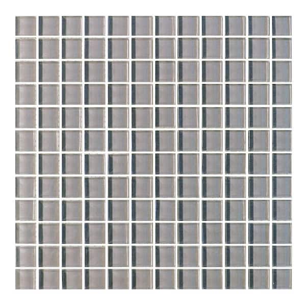 ABOLOS Modern Design Styles Pebble Gray Square Mosaic 1 in. x 1 in. Glossy Wall Floor and Pool Tile (11 sq. ft./Case)