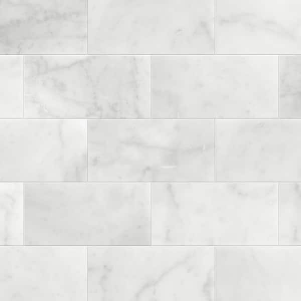 Subway Carrara White 6 in. x 3 in. Honed Natural Marble Peel and Stick Backsplash Wall Tile (40-Pack)