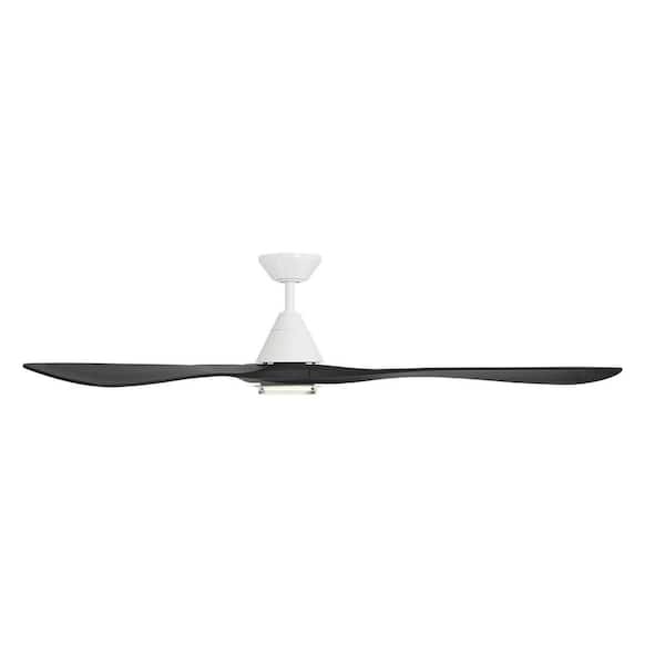 Carve 72 in. Smart Indoor/Outdoor Matte White/Matte Black Standard Ceiling Fan Selectable CCT Integrated LED and Remote