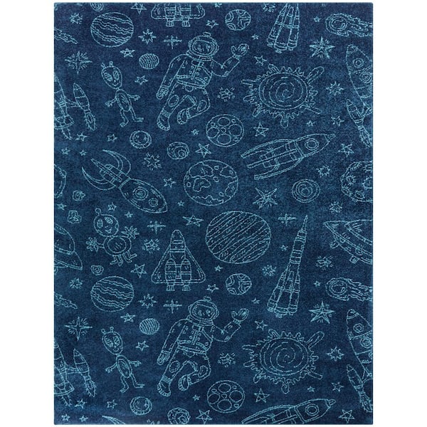 BALTA Space Rockets Blue 5 ft. x 7 ft. Area Rug