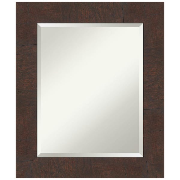 Amanti Art Medium Rectangle Wildwood Brown Beveled Glass Casual Mirror (25.25 in. H x 21.25 in. W)