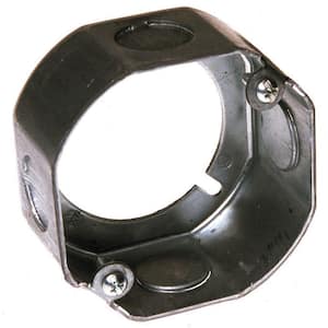 3-1/2 in. W x 1-1/2 in. D Steel Gray Drawn Octagon Extension Ring with Four 1/2 in. KO's, 1-Pack