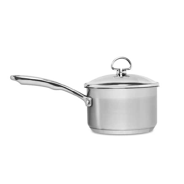 P&P CHEF 2QT Saucepan, Stainless Steel 2 Quart Saucepan with Lid,  Multipurpose Sauce Pan for Kitchen Restaurant Cooking, Visible Glass lid 