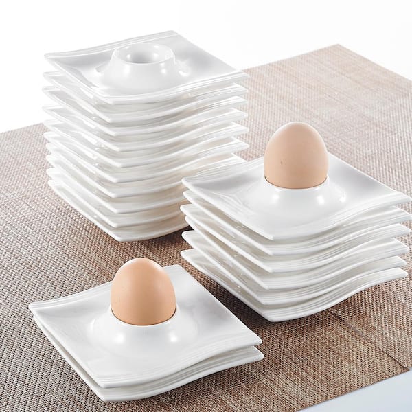 Series Flora Malacasa 6 Pieces Porcelain Egg Cups Stand Holder White 