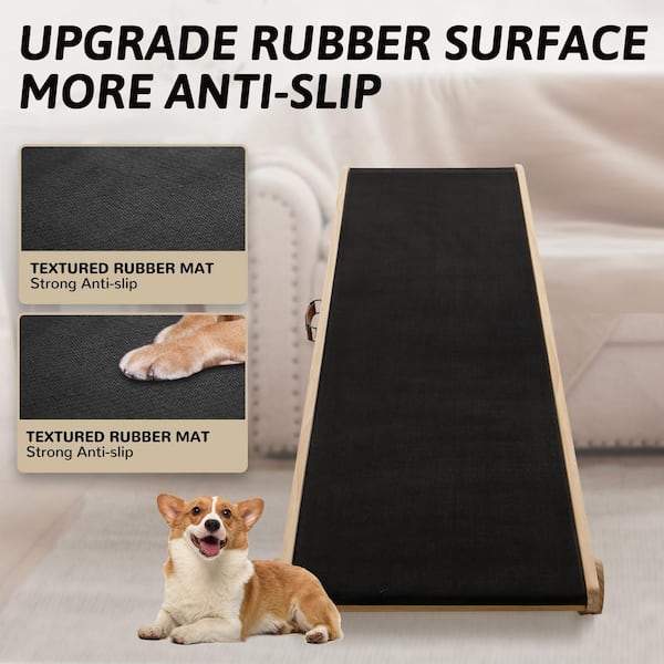 Folding Wooden Dog Ramp for High Bed 5-Level Adjustable Pet Ramp 51 in. L x 18 in. W Dog Step with Non-Slip Rubber Mat