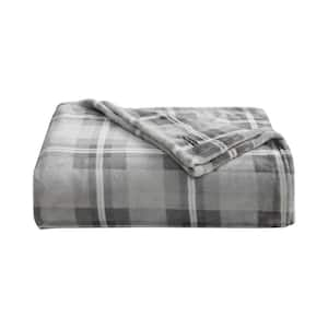 Lewes 1-Piece Gray Ultra Soft Plush Microfiber Full/Queen Blanket