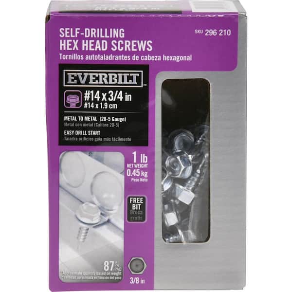 Everbilt #14 x 3/4 in. External Hex Flange Hex-Head Self-Drilling Screw 1 lb.-Box (87-Piece)
