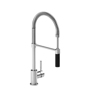 Bistro Single Handle Pull Down Sprayer Kitchen Faucet in Stainless Steel/Black