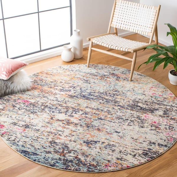 Madison Black/Gold 5 ft. x 5 ft. Abstract Gradient Round Area Rug