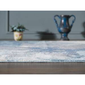 Nuvola Collection Blue 5x7 Distressed Abstract Polypropylene Area Rug