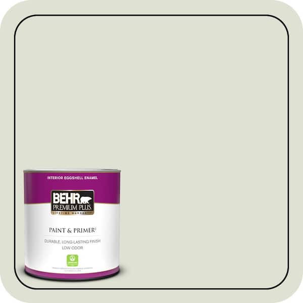 BEHR PREMIUM PLUS 1 qt. #S380-1 Moss Mist Eggshell Enamel Low Odor Interior Paint & Primer