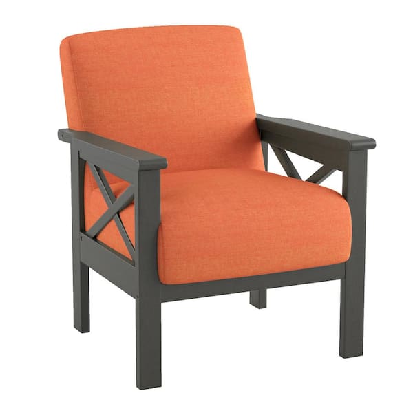 Lazzara Savion Orange Textured Upholstery Solid Wood Frame Accent Chair