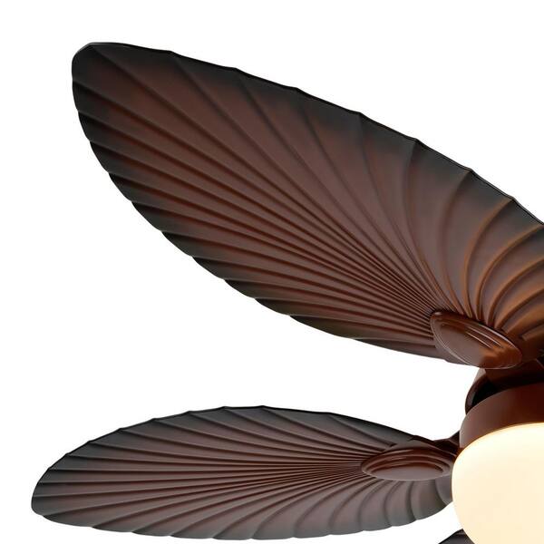♡FBHL♡ OUKANING 52 in. LED Indoor Dark Brown Retro 5 Palm Leaf