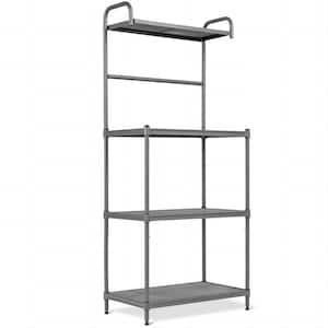 Gray 4-Tier Kitchen Storage Shelf Rack Microwave Cart Kitchen Cart