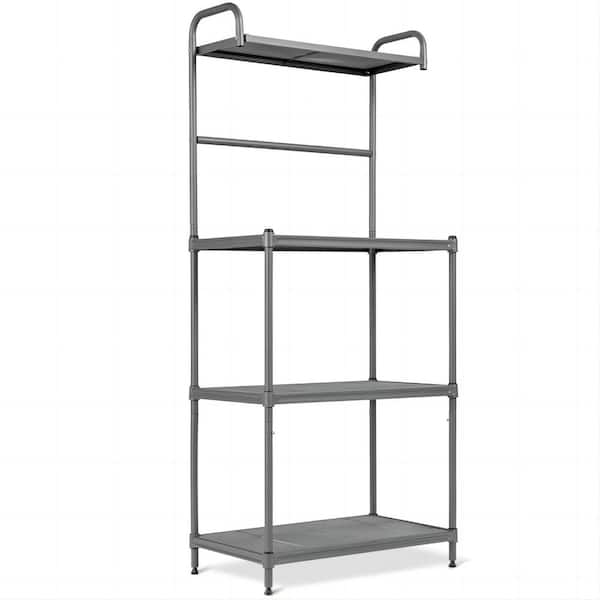 Bunpeony Gray 4-Tier Kitchen Storage Shelf Rack Microwave Cart Kitchen Cart