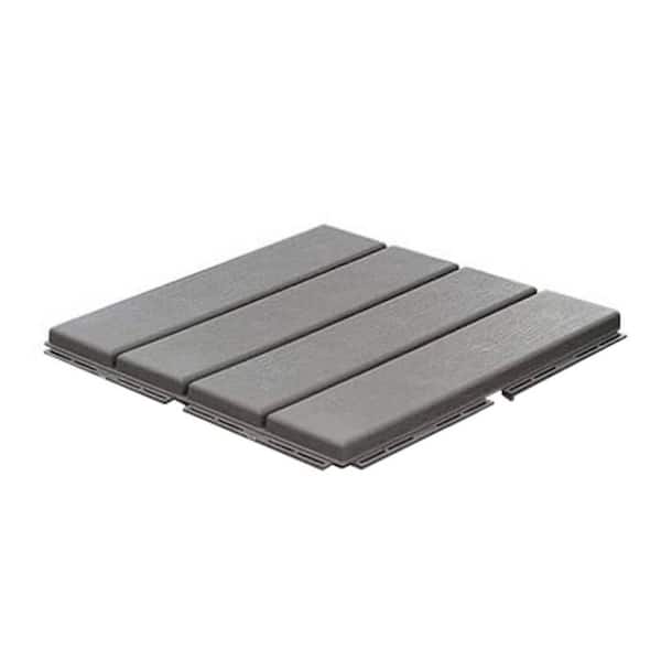 Interlocking Plastic Deck Tiles, 36-Pack, 12 in. x 12 in. in Dark Grey, 36 sq. ft.