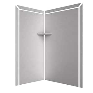 Elegance 36 in. x 48 in. x 80 in. 7-Piece Easy Up Adhesive Corner Shower Wall Surround in Sea Salt