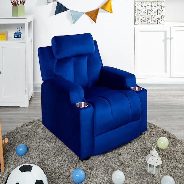HOMESTOCK Navy Magic Seats for Superheroes and Princesses, Deluxe Kids Recliner With Footrest, 2 Cup Holders