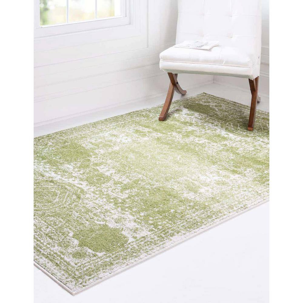 Green Geometric 9' x 12' Synthetic Easy Care Area Rug