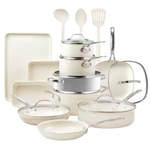 Natural Collection 20-Piece Aluminum Ultra Performance Ceramic Nonstick Bakeware Cookware Set in Cream