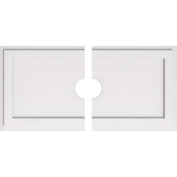 Ekena Millwork 34 in. W x 17 in. H x 4 in. ID x 1 in. P Rectangle Architectural Grade PVC Contemporary Ceiling Medallion (2-Piece)