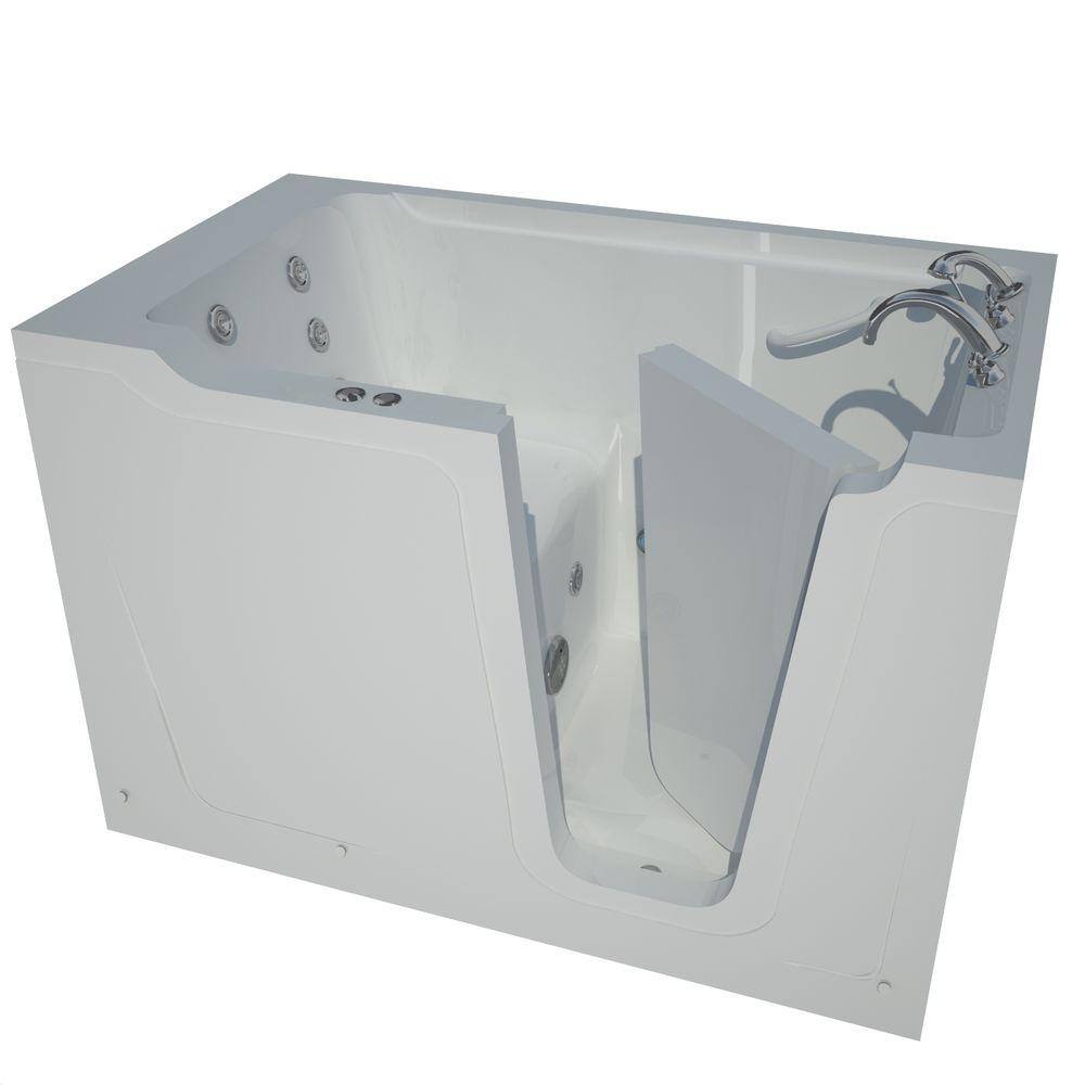 Crescendo White Fiberglass Walk-in Whirlpool Bathtub with Faucet