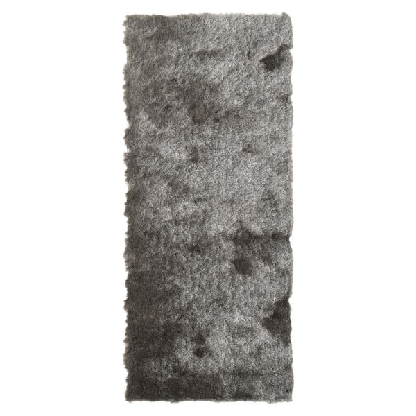 Charcoal 2 ft. x 6 ft. Tufted Solid Color Cotton Indoor Area Rug