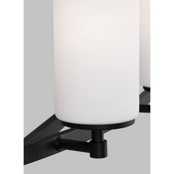 Generation Lighting - Alturas 30.5 in. 4-Light Midnight Black Modern Contemporary Wall Bathroom Vanity Light with Satin Etched Glass Shades