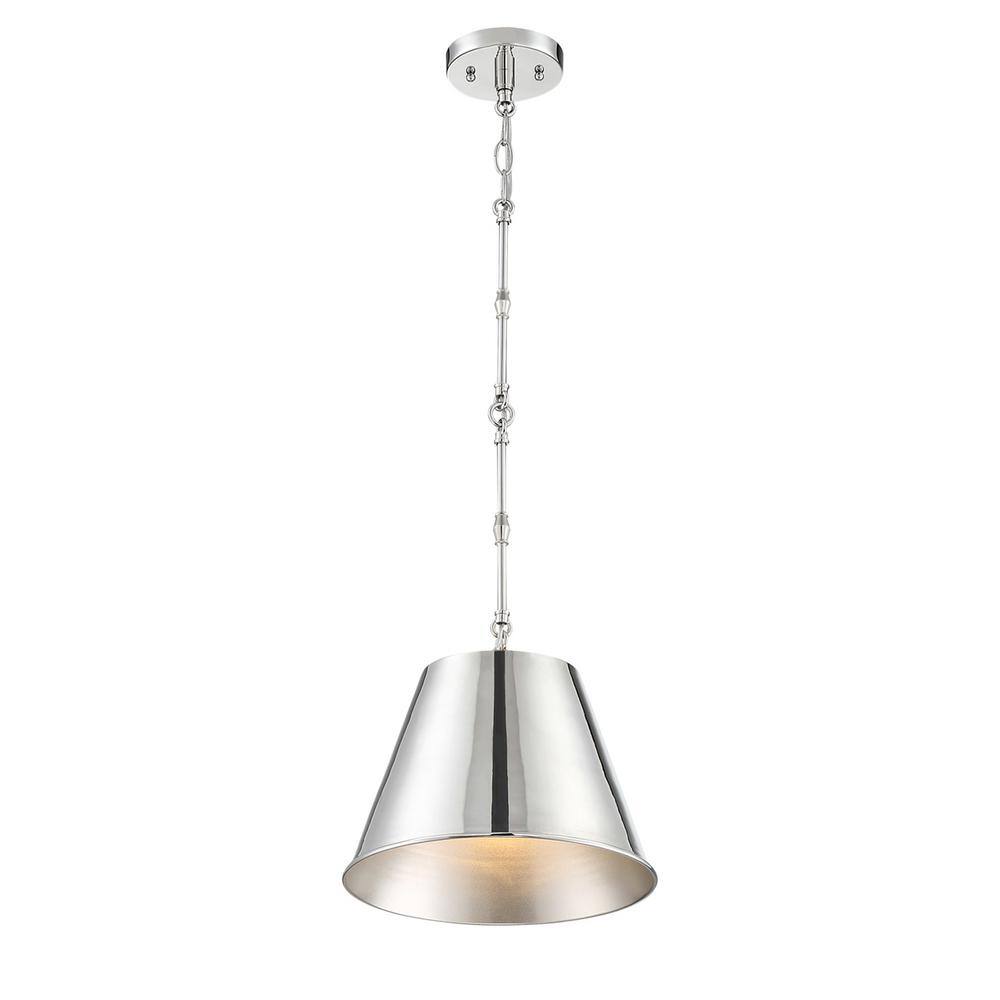 Alden Polished Nickel 1-Light Pendant with Chain