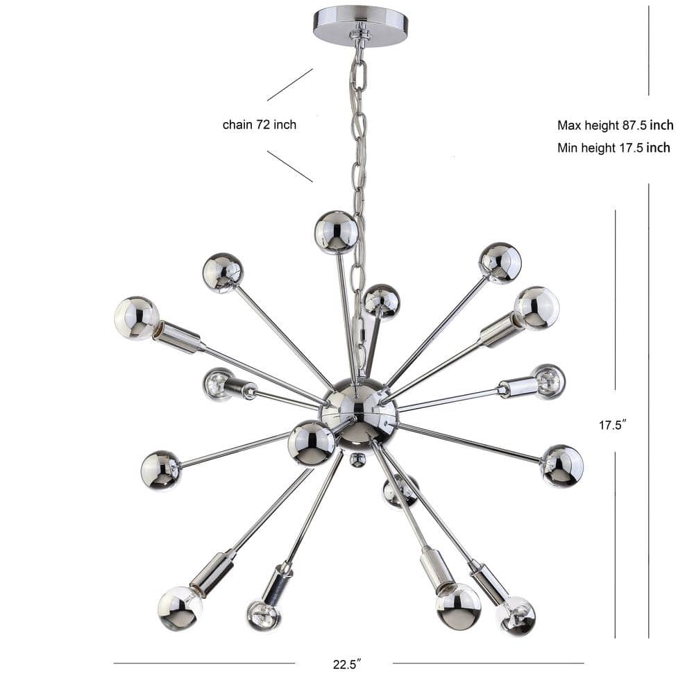 22.5" Chrome Metal Sputnik-Style LED Chandelier