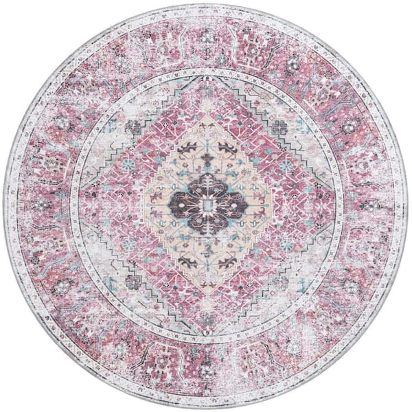 Unique Loom Yara Yash Light Coral Pink 7 ft. 10 in. x 7 ft. 10 in. Area Rug