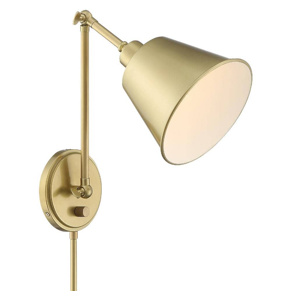 Aged Brass Adjustable Arm Dimmable Wall Sconce