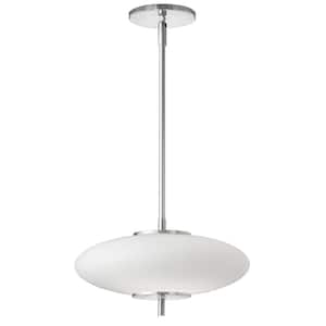 Maddie 1-Light Polished Chrome Shaded Integrated LED Pendant Light with White Glass Shade