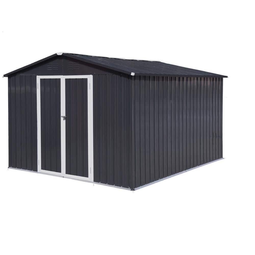 10 ft. W x 12 ft. D Dark Gray Outdoor Storage Sheds, Metal Garden Sheds 120