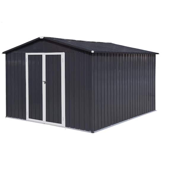 10 ft. W x 12 ft. D Dark Gray Outdoor Storage Sheds, Metal Garden Sheds 120 sq. ft.