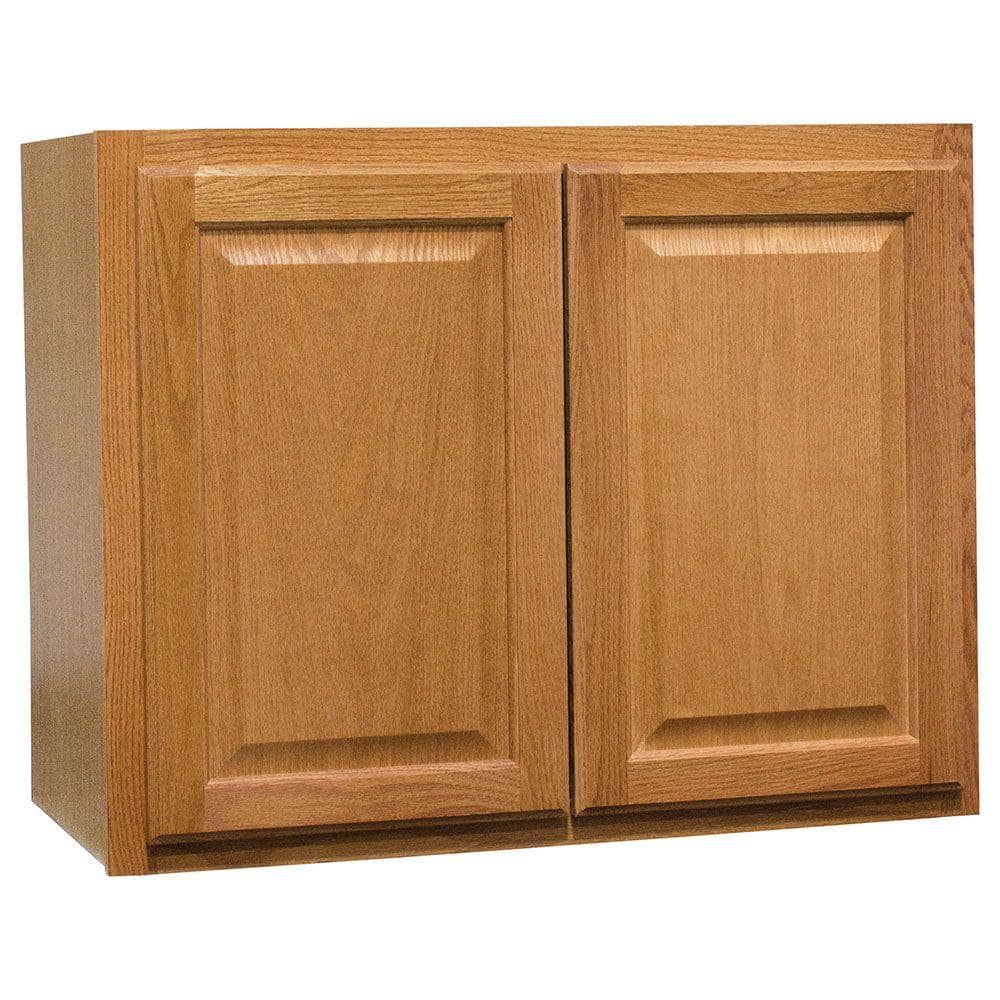 Hampton Base Kitchen Cabinets in Medium Oak - Kitchen - The Home Depot