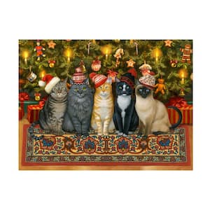Unframed Home Ruth Sanderson 'Cats In Christmas Hats' Photography Wall Art 14 in. x 19 in.