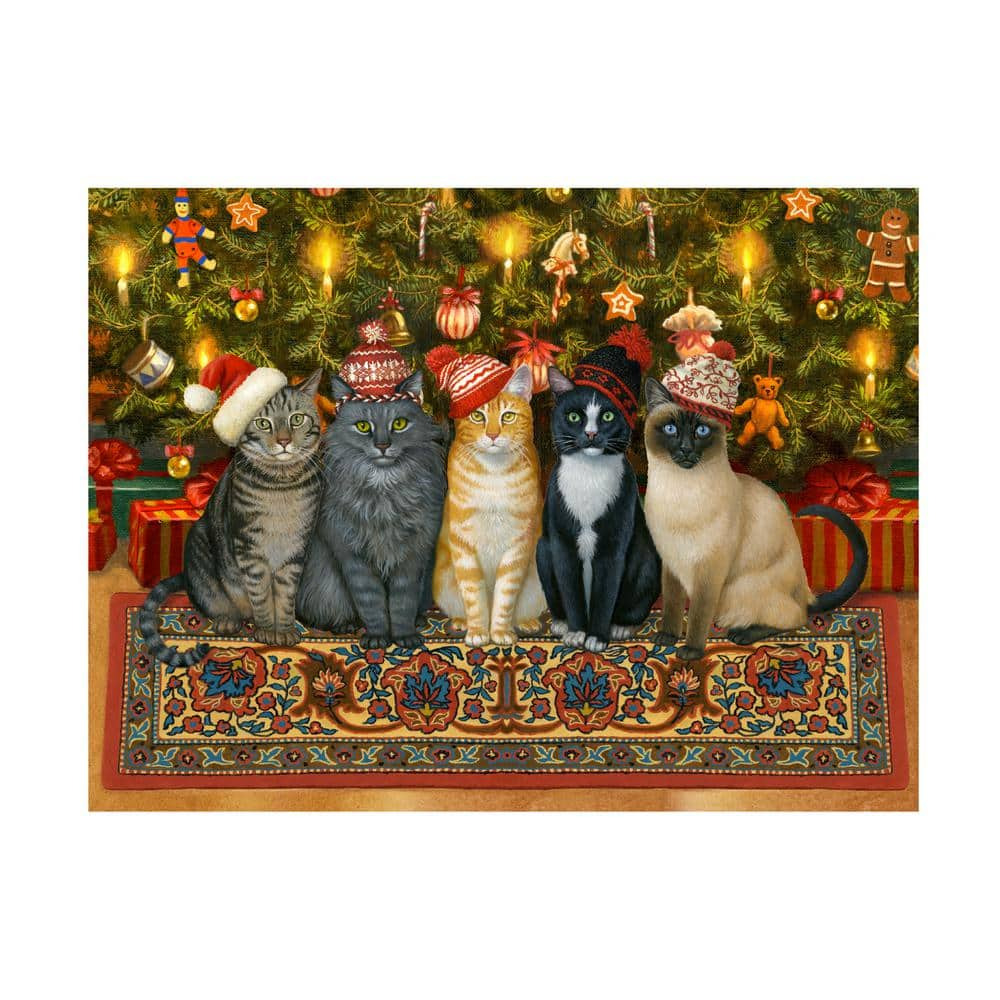 Trademark Fine Art Unframed Home Ruth Sanderson 'Cats In Christmas Hats' Photography Wall Art 24 in. x 32 in.