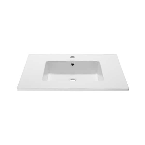 Voltaire 31 in. Vanity Top in Glossy White with 1-Basin