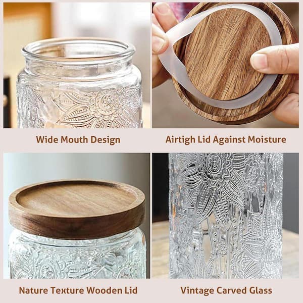 Lynzavix Vintage Sunflower Begonia Series Glass Storage Jar Set