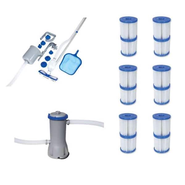 Bestway Pool Vacuum Plus Replacement Filter (6-Pack) Plus Flowclear Filter Pump