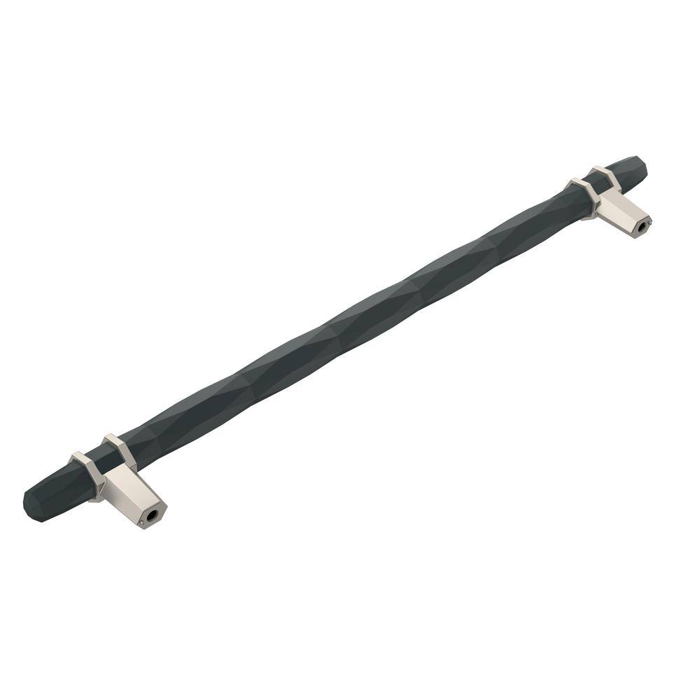 Modern Black Bronze and Satin Nickel 10-1/16 inch Cabinet Pull Bar