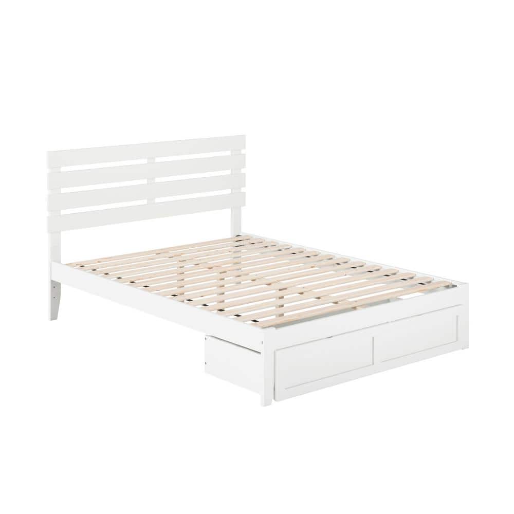 Oxford White Queen Upholstered Bed with Storage Drawer
