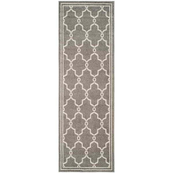 Amherst Dark Gray/Beige 2 ft. x 11 ft. Geometric Diamond Runner Rug